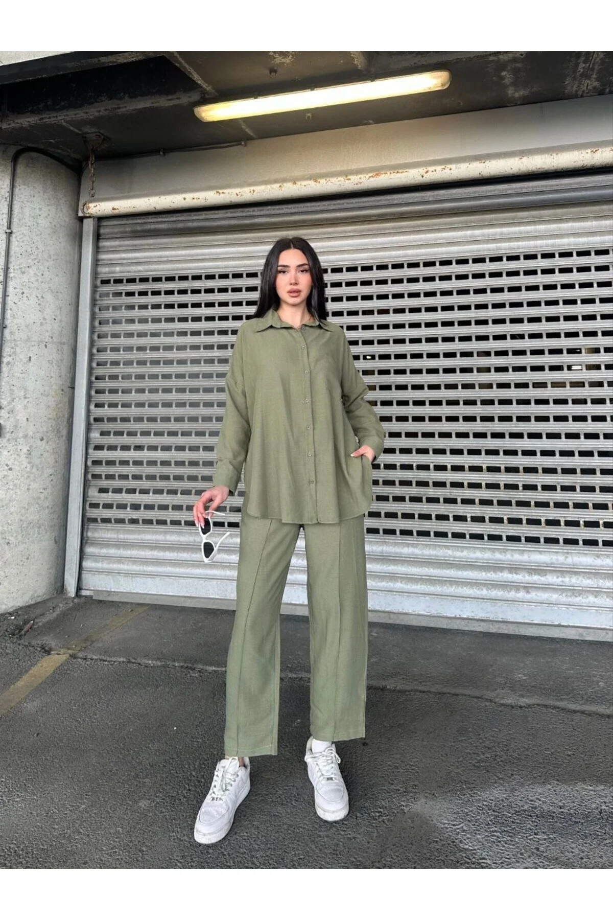 KETEN GÖMLEKLİ TAKİM - Haki / 2XL